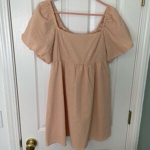 Peach Puff Sleeve Dress